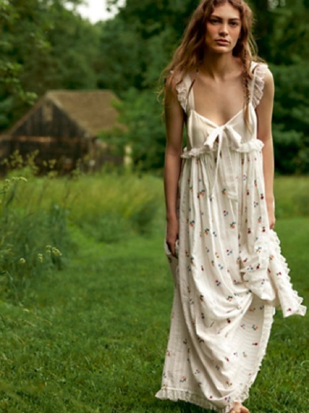 Free People Starlight Maxi Dress Floral Embroidery